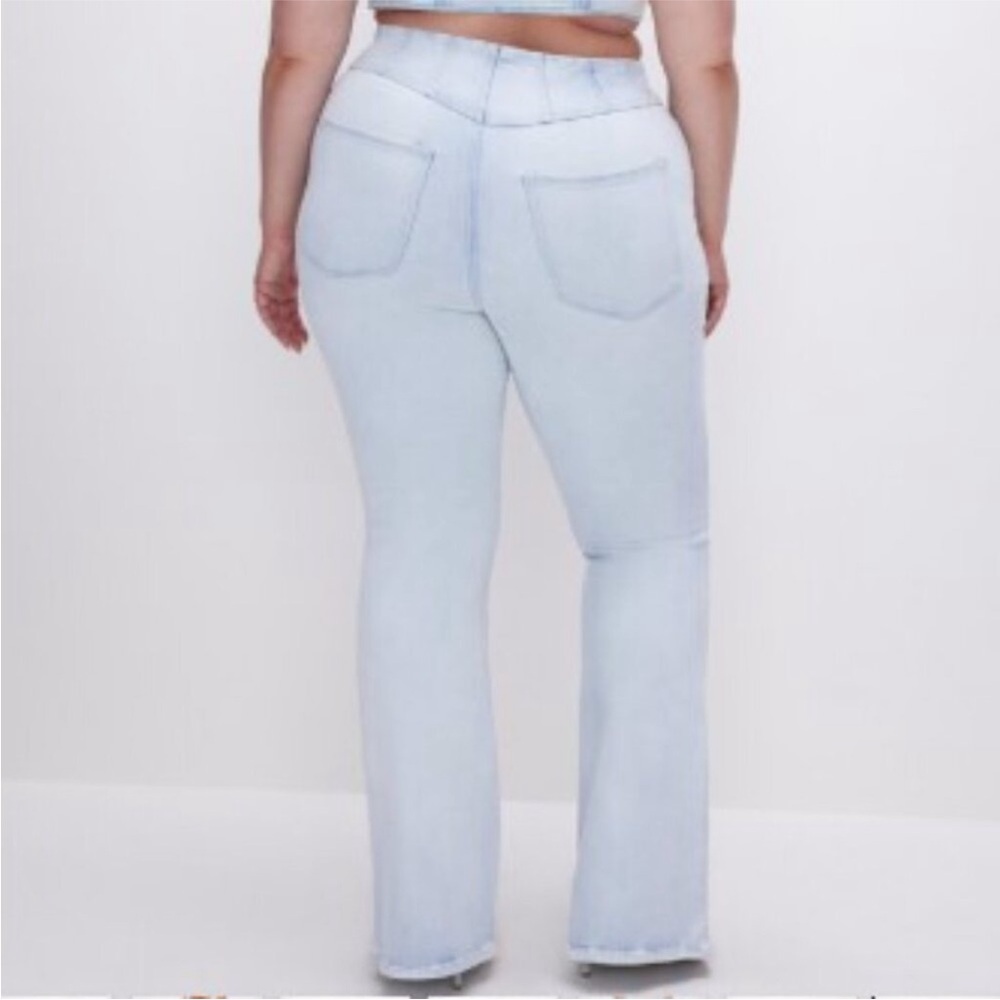 Good American Legs Flare Corset Tall High Rise Waist Y-York Jean Light Wash Blue - Picture 2 of 15